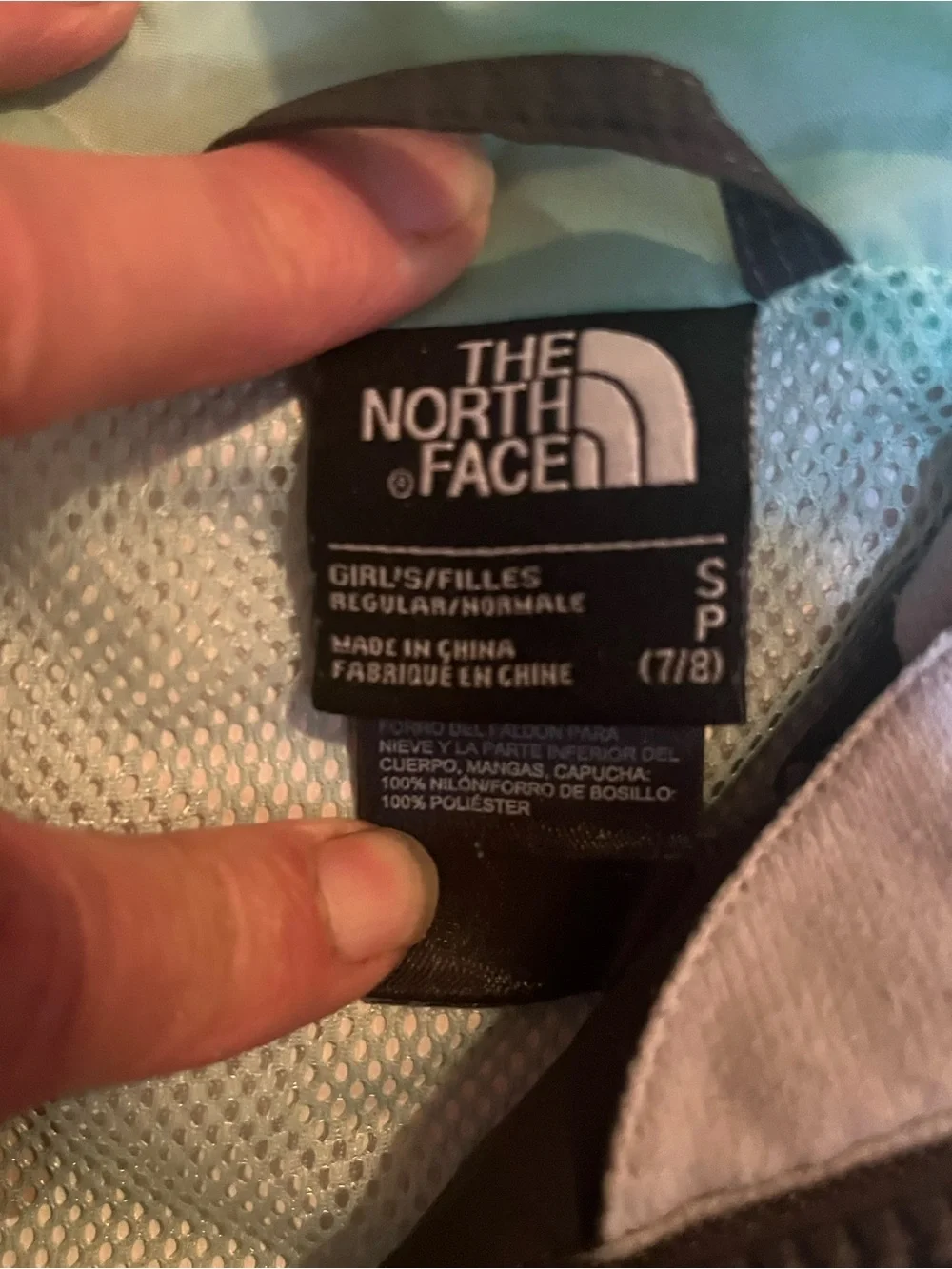 The North Face girls Black & Mint Hooded Rain Jacket